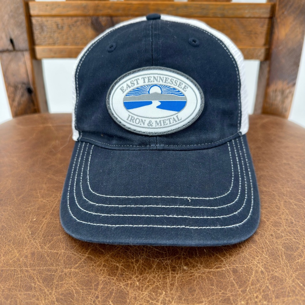 Richardson 111 Trucker Hat Unisex M/LG Navy White Good East Tennessee Iron Metal